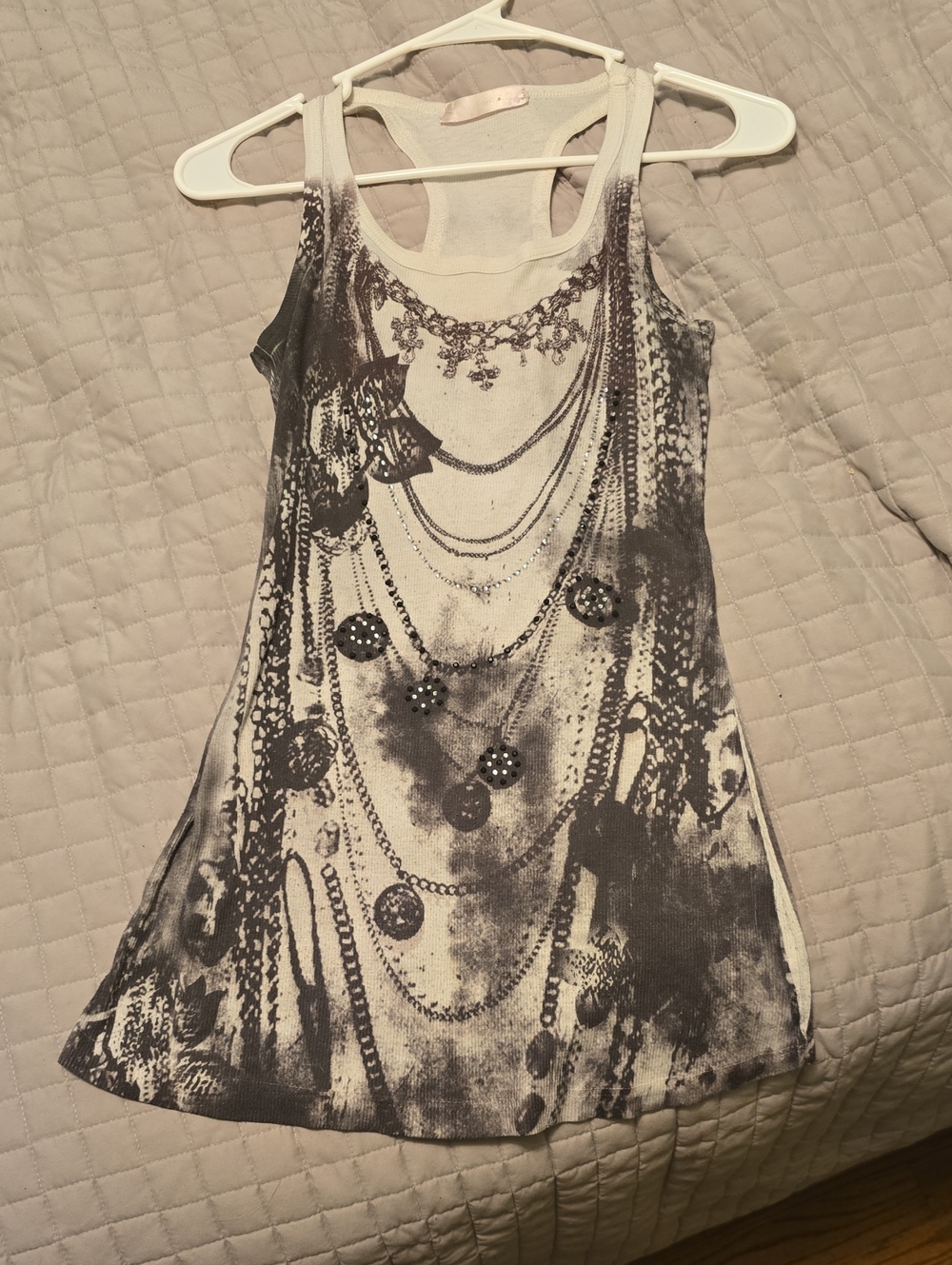 Addiction Women’s White & Black Graphic Racerback Tank Top